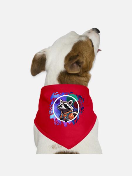 Weltraum-Raccoon mit Astronautenanzug - Hunde-Bandana - Rot - Vorne