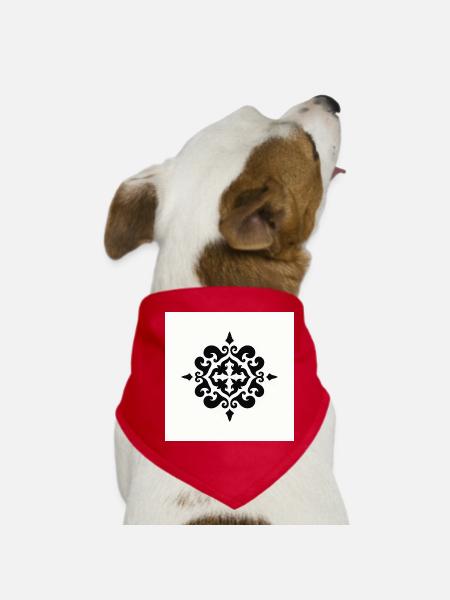 Elegant Black Ornamental Pattern - Dog Bandana - red - Front