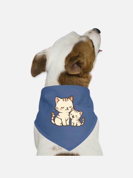 Maman chat et bébé chaton câlins et rires - Bandana pour chien - rouge - Devant