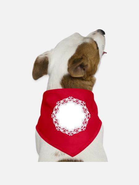 Filigrane weiße Tortenspitze als Dekoration - Hunde-Bandana - Rot - Vorne