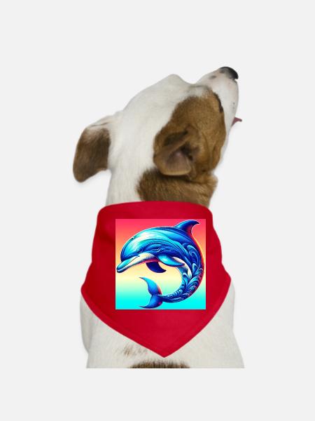 Delfin - Hunde-Bandana - Rot - Vorne