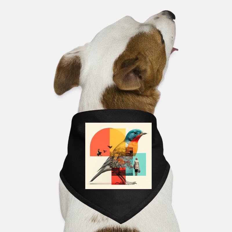 Gestaltwandelnder Vogel in bunter Collage Hunde-Bandana