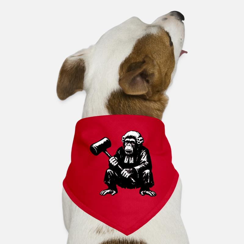 Rebellious monkey judge with hammer Dog Bandana