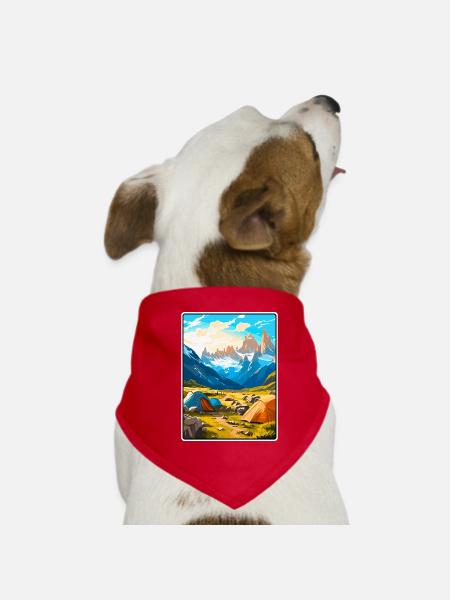 Paine Grande Chile Vintage-Reiseplakat Stadtbild - Hunde-Bandana - Rot - Vorne
