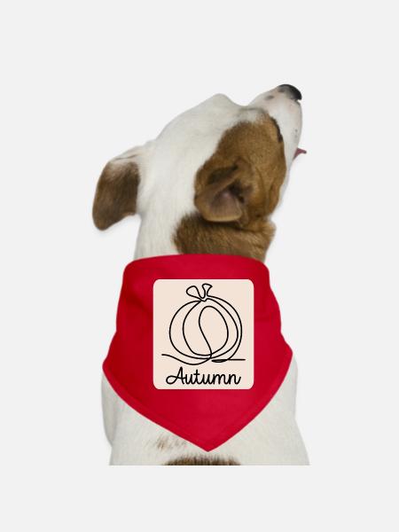 LINE ART PUMPKIN - Dog Bandana - red - Front
