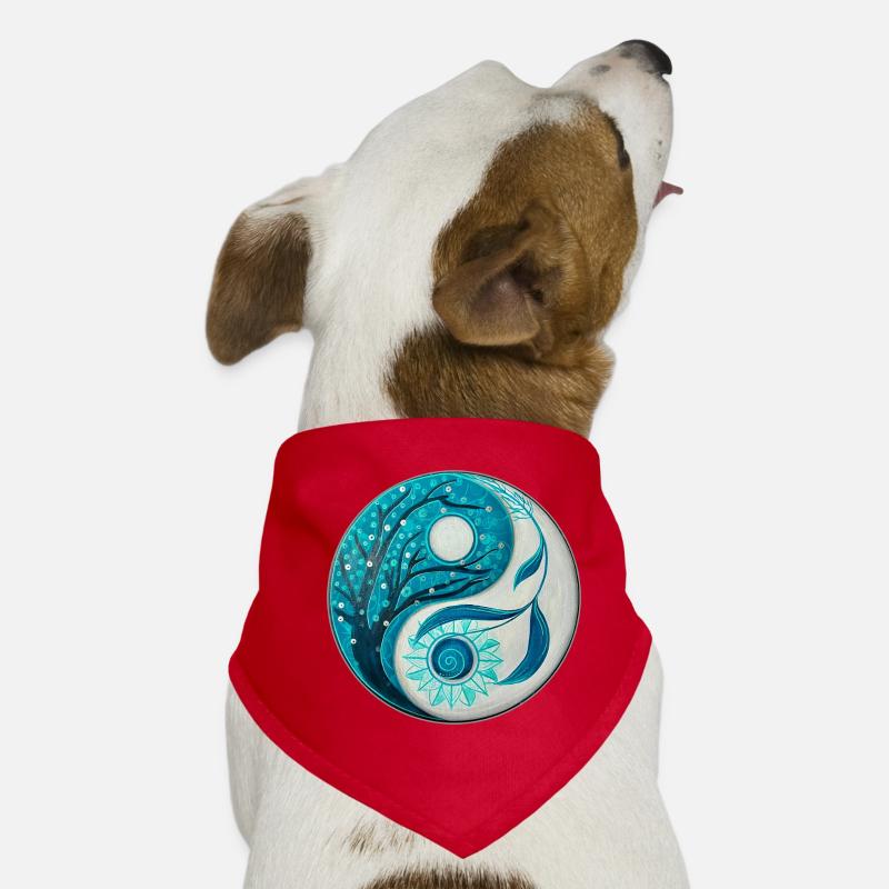 Yin Yang mit Baum und Spirale - Hunde-Bandana - Rot