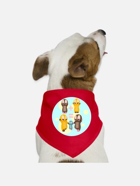 Cute Kawaii Figures Family - Dog Bandana - red - Front