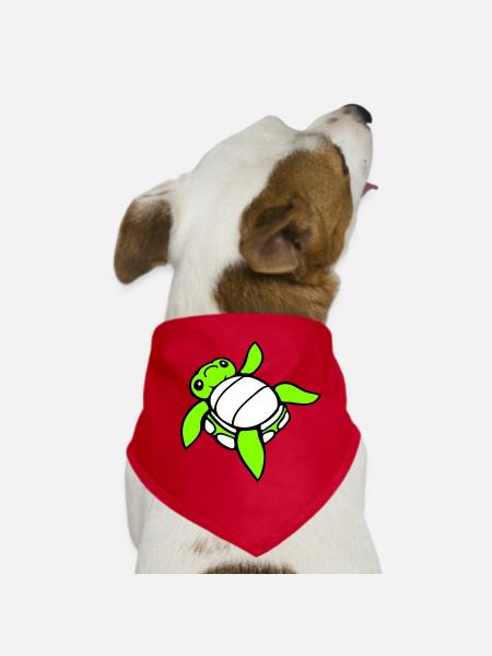 Turtle tipped over on its back helpless side cute - Dog Bandana - red - Front
