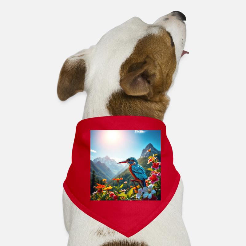 Les martin-pêcheurs dans le paradis fleuri - Bandana pour chien - rouge