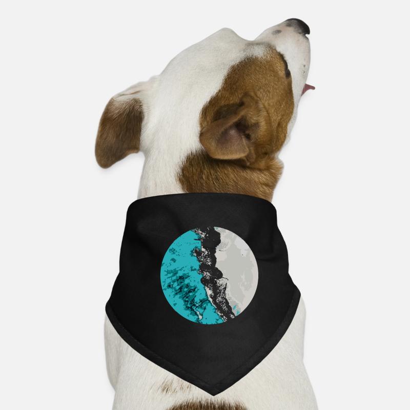 Split Earth Teal Moon Dog Bandana