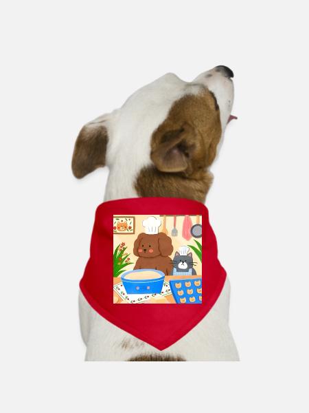 Illustration de boulanger mignon - Bandana pour chien - rouge - Devant