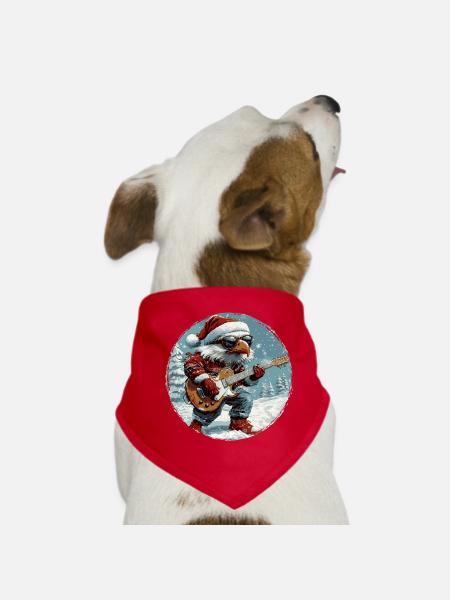 Eagle Christmas Guitar - Dog Bandana - red - Front