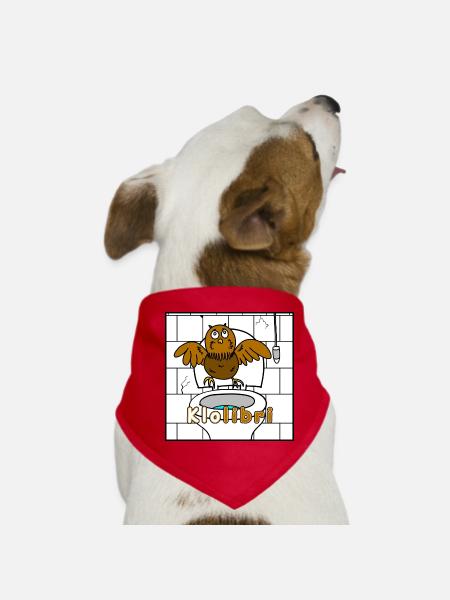 Klolibri – Lustiger Bad‑Vogel Cartoon (weiß) - Hunde-Bandana - Rot - Vorne