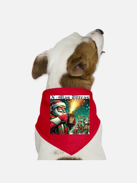 X-Mas Ultras Feuerwerk Santa - Hunde-Bandana - Rot - Vorne