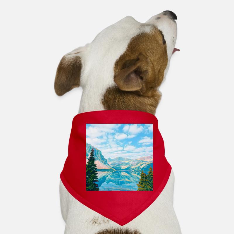 Sky blue mountain lake reflection Dog Bandana