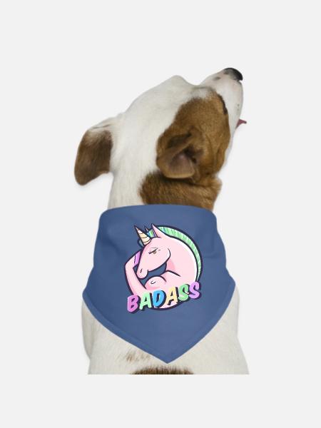 Badass Pastel Unicorn Rainbow - Dog Bandana - red - Front