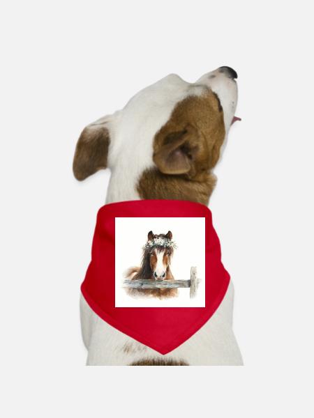 Cheval à couronne florale - Bandana pour chien - rouge - Devant