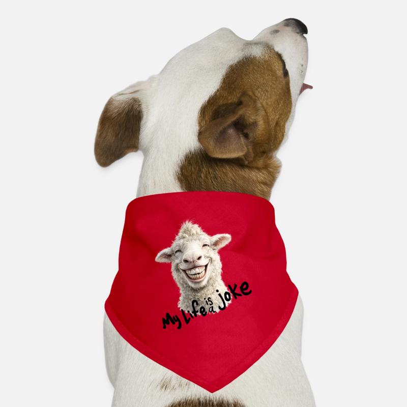 Fröhliches Lamm mit Lächeln -  my life is a joke  Hunde-Bandana