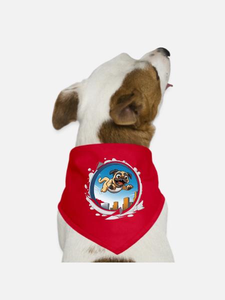 Sprinteur de carlins en ville - Bandana pour chien - rouge - Devant