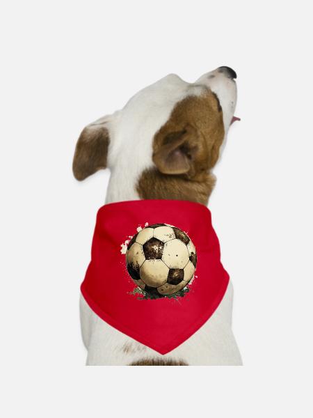 Fußball Ball - Hunde-Bandana - Rot - Vorne