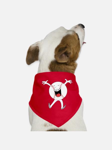 Lachendes Baseball-Maskottchen - Hunde-Bandana - Rot - Vorne