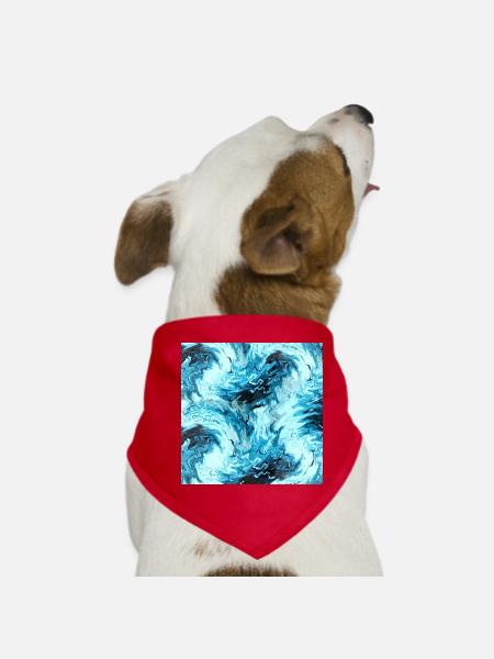 Aqua Marble Pattern Waves - Dog Bandana - red - Front