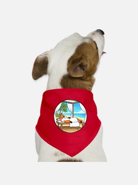 Spa plage Renard Art relaxant - Bandana pour chien - rouge - Devant