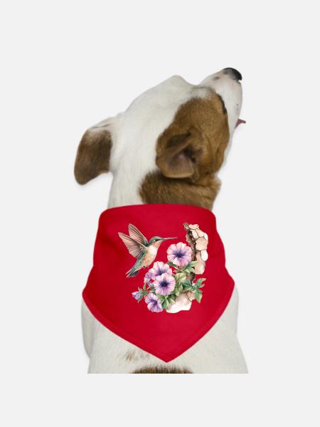 Hummingbird - Dog Bandana - red - Front