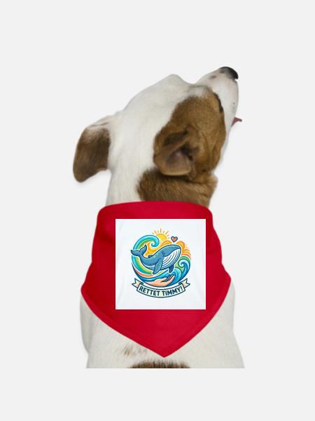 Save Timmy: Whales in the Colour Waves - Dog Bandana - red - Front