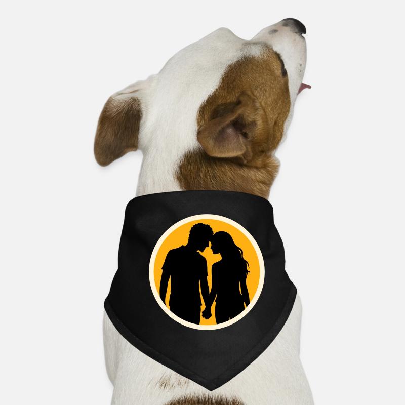 Couple Silhouette Amour Romance Petit ami de la Saint-Valentin Bandana pour chien