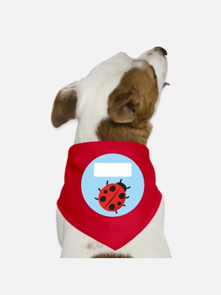 School Stickers Round - Ladybug - Blue - Dog Bandana - red - Front