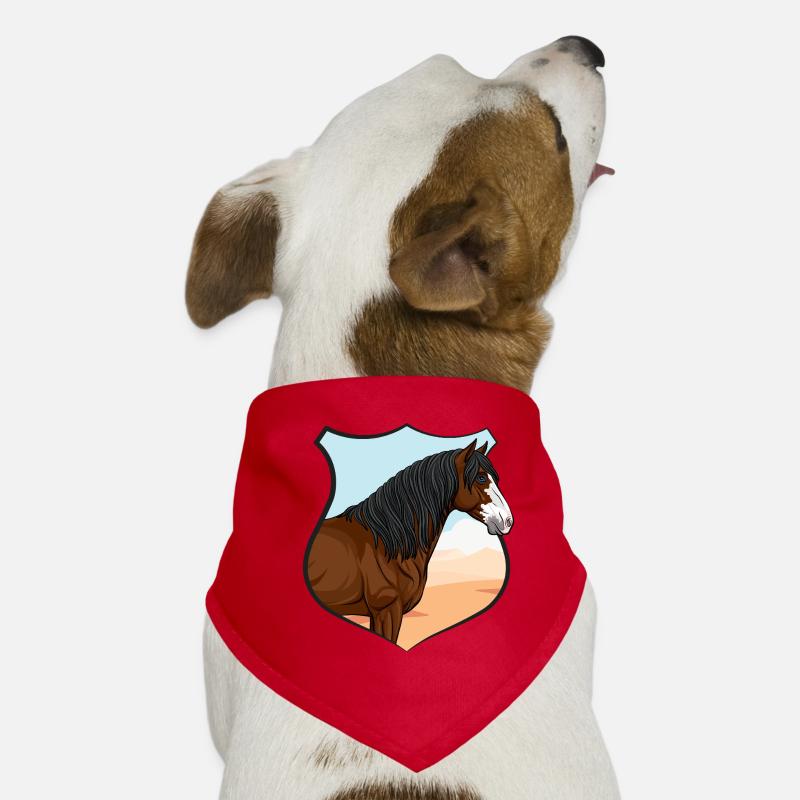 Der Kopf des Pferdes Abaco, ein Wappen und eine Landschaft Hunde-Bandana