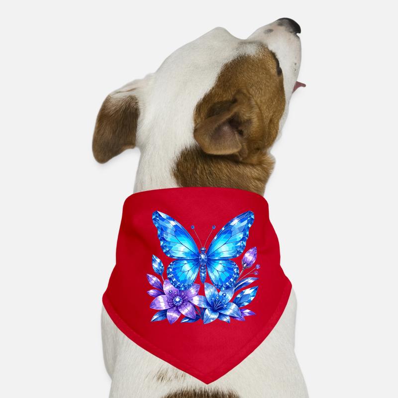 Blauer Schmetterling mit Lavendelblüten Hunde-Bandana