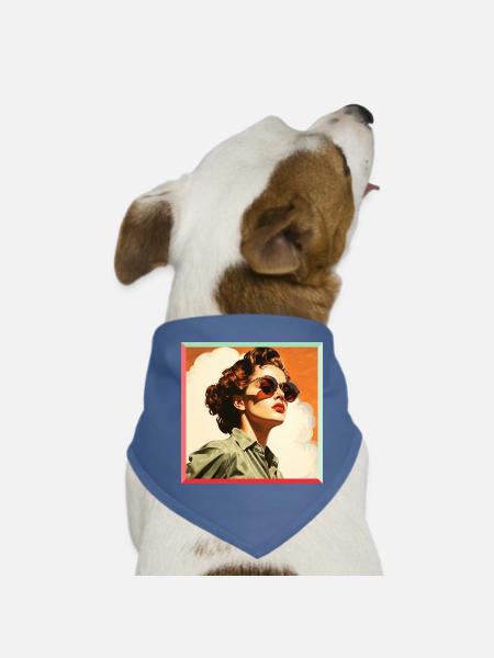 Retro Female Figure in Sunglasses - Dog Bandana - red - Front