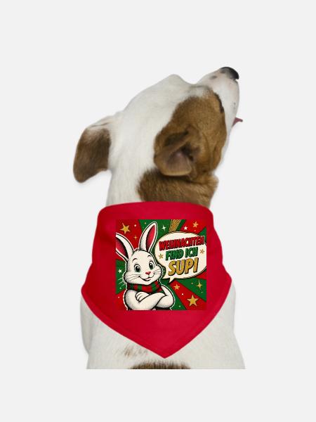 Weihnachtshase . 1 - Hunde-Bandana - Rot - Vorne