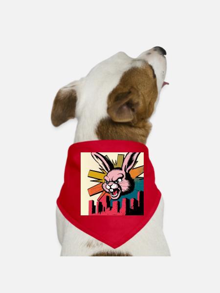 Evil Bunny Rampage - Dog Bandana - red - Front