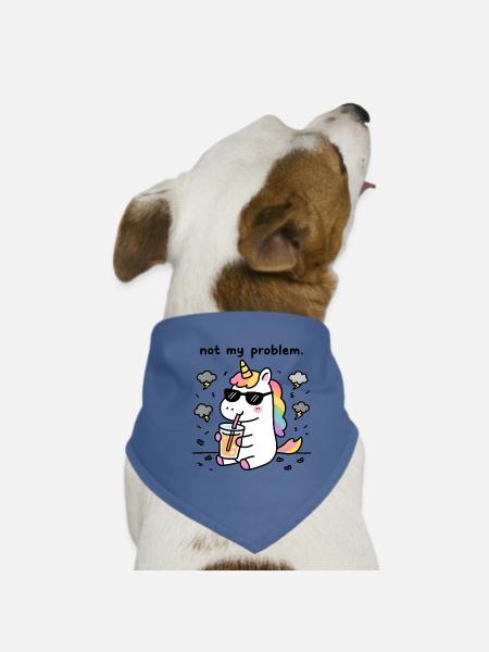 Not My Problem | Unicorn Zen Humor - Dog Bandana - red - Front