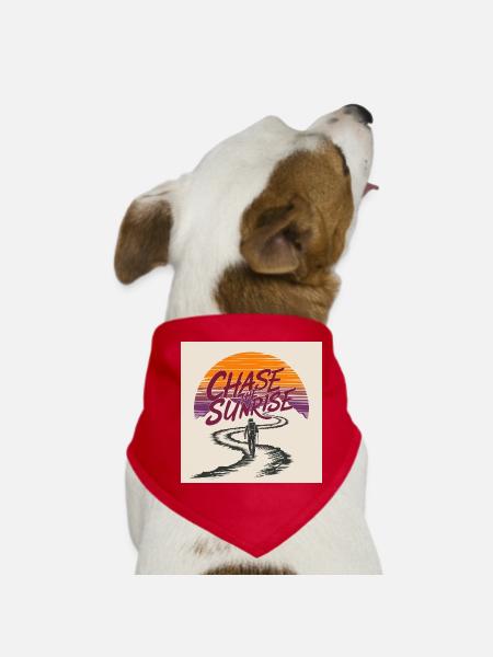 À la poursuite de l'aventure du lever du soleil - Bandana pour chien - rouge - Devant