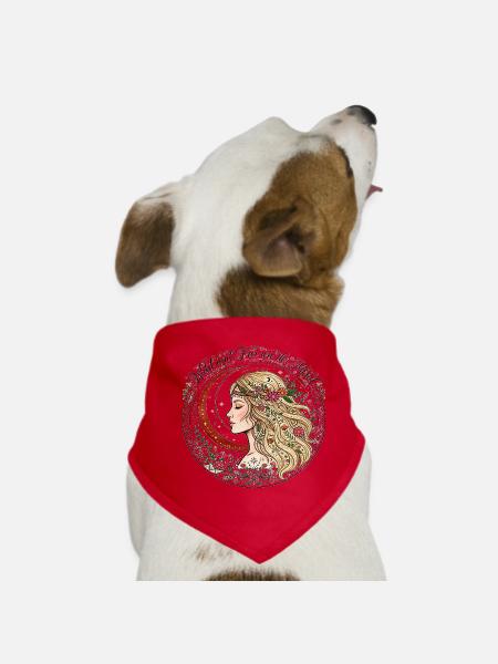 Wild Und Frei Wie Der Mond Boho Damen Yoga Shirt - Hunde-Bandana - Rot - Vorne
