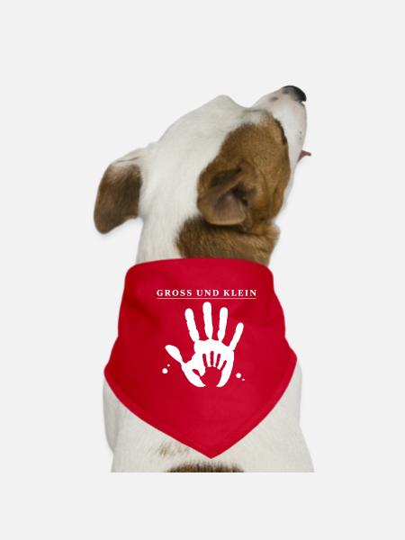 Gross und Klein – Handabdruck Familie Kinder Liebe - Hunde-Bandana - Rot - Vorne
