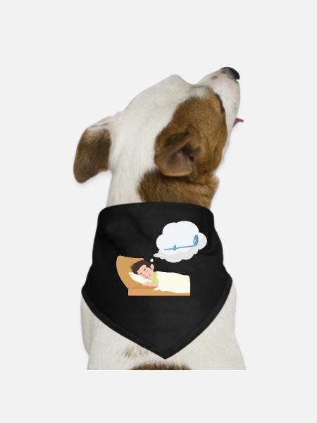 Treasure hunter dreams of metal detector at night - Dog Bandana - black - Front