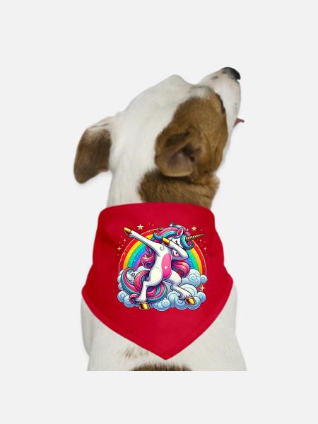 Dabbing Einhorn Dab Unicorn Mädchen Einhörner - Hunde-Bandana - Rot - Vorne