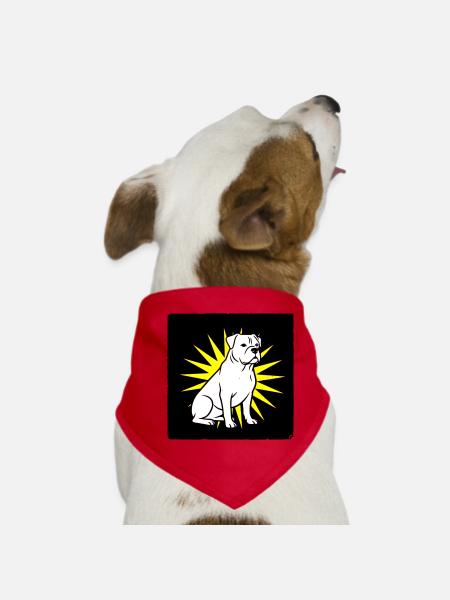 Cool Dog in Punk Rock & Pop Art Style - Dog Bandana - red - Front