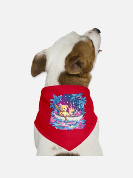 Teddy Boat Dream Sous Le Ciel Étoilé - Bandana pour chien - rouge - Devant