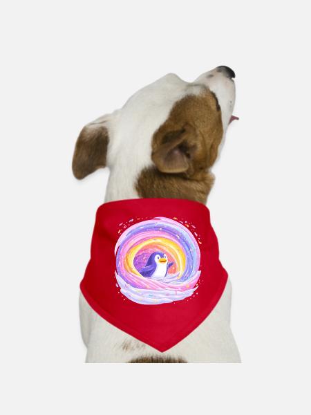 Manchot arc-en-ciel dans le vortex - Bandana pour chien - rouge - Devant