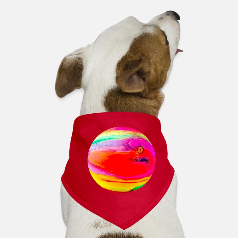 Holzoptik bunt - Ball 3D Hunde-Bandana