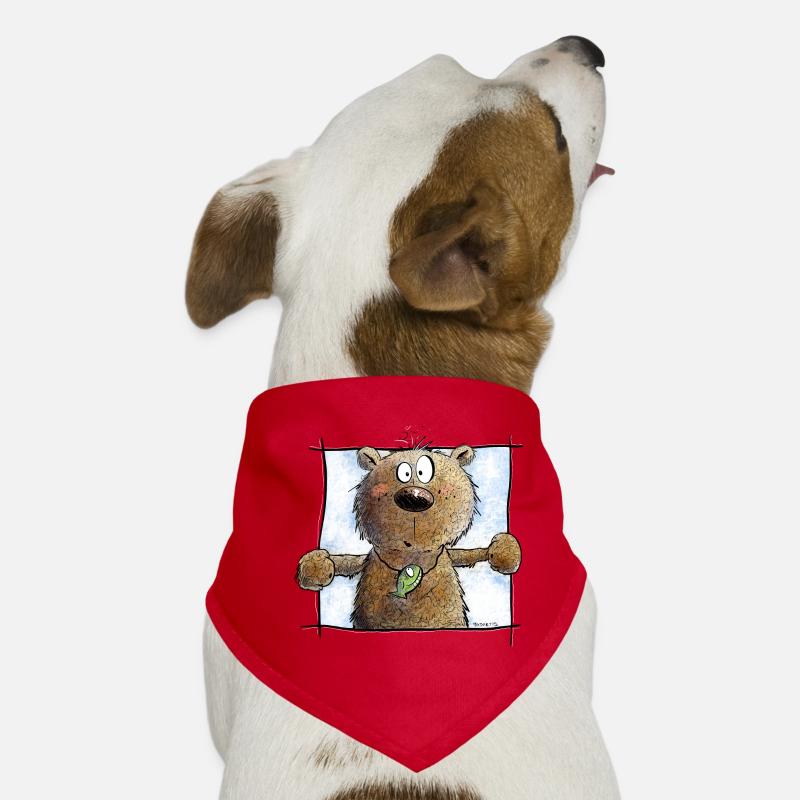 Drolliger Brauner Bär I Wildtier Comic - Hunde-Bandana - Rot