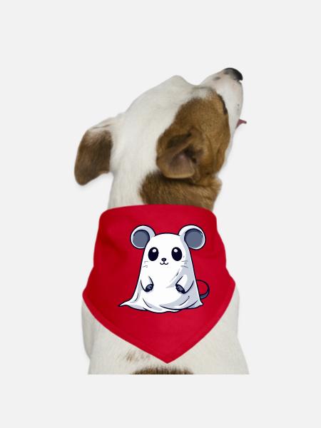 Maus Halloween Geist - Hunde-Bandana - Rot - Vorne