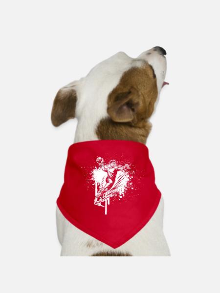 Un motif réservé au handball pour hommes - Bandana pour chien - rouge - Devant