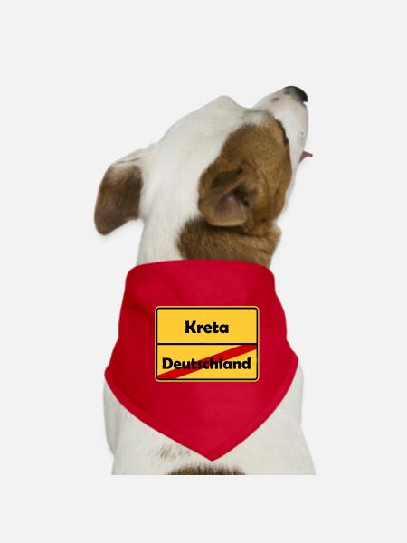 Auswandern nach Kreta! Ortsschild Desing. - Hunde-Bandana - Rot - Vorne